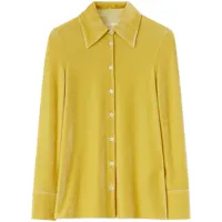 jil sander robe-chemise en velours à col pointu - jaune