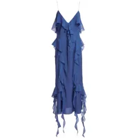 khaite robe mi-longue the pim à volants - bleu