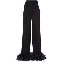 prada pantalon de tailleur bordé de plumes - noir