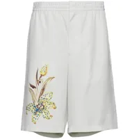 prada flower-print silk bermuda shorts - blanc