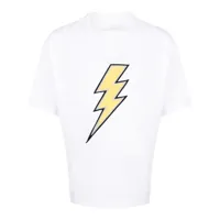 neil barrett t-shirt à motif thunderbolt brodé - blanc