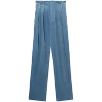 iro pantalon en velours côtelé à taille haute - bleu