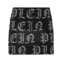 philipp plein minijupe gothic à logo strassé - noir