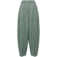 stella mccartney pantalon fuselé en laine à plis - vert