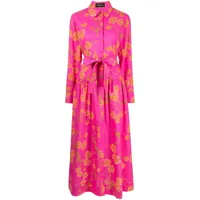 cynthia rowley robe mi-longue en coton à fleurs - rose