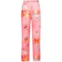 msgm pantalon droit à fleurs - rose