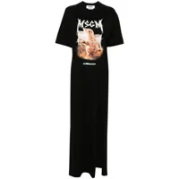 msgm robe longue à imprimé laser eyed cat - noir
