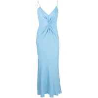 msgm robe longue à détail de nœud - bleu
