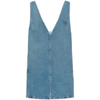 prada robe courte en jean à plaque logo - bleu