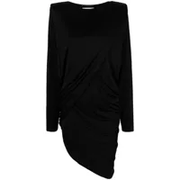 saint laurent robe mi-longue asymétrique en crêpe - noir