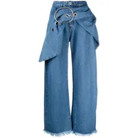 marques'almeida jean ample à taille ceinturée - bleu