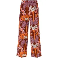 p.a.r.o.s.h. pantalon palazzo en soie à fleurs - orange