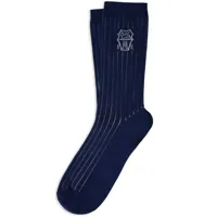 brunello cucinelli chaussettes à logo en intarsia - bleu
