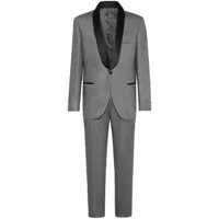 brunello cucinelli costume en lin à veste à simple boutonnage - gris