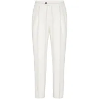 brunello cucinelli pantalon de costume à rayures - blanc