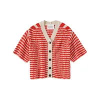 closed cardigan long dionne en crochet - rouge