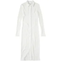 closed robe-chemise longue en maille ajourée - blanc