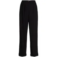 chanel pre-owned pantalon en laine à coupe droite (années 2000) - noir