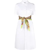 moschino robe-chemise mi-longue à taille nouée - blanc