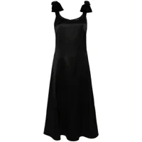 chloé robe mi-longue en satin à détail de nœud - noir