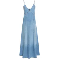 chloé robe longue à fines bretelles - bleu