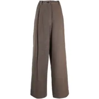 ziggy chen pantalon plissé à taille haute - marron