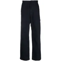 dolce & gabbana pantalon droit en coton à patch logo - bleu