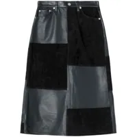 re/done jupe en cuir à design patchwork - noir