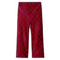 burberry kids pantalon droit en laine à carreaux - rouge