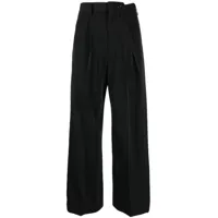 mm6 maison margiela pantalon de tailleur plissé à taille haute - noir