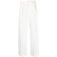 mm6 maison margiela pantalon de tailleur plissé à taille haute - blanc