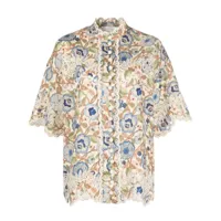 zimmermann chemise brodée junie à fleurs imprimées - tons neutres
