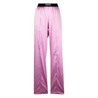 tom ford pantalon de pyjama en soie à patch logo - rose