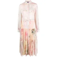 ralph lauren collection robe mi-longue en soie à fleurs - rose