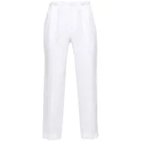 kiton pantalon en lin à taille mi-haute - blanc