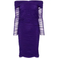 nissa robe mi-longue à design froncé - violet