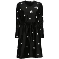 batsheva robe courte luna à étoiles brodées - noir