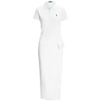 polo ralph lauren robe longue à logo brodé - blanc