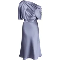 amsale robe drapée à épaules dénudées - bleu