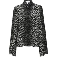 michael kors collection chemise en soie à imprimé léopard - gris