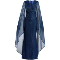 talbot runhof robe cape longue à détail noué - bleu