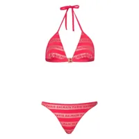 balmain bikini triangle à logo imprimé - rouge