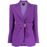 zuhair murad blazer ceinturé à fronces - violet
