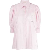 elie saab chemise rayée à logo brodé - rose