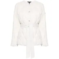 lauren ralph lauren veste matelassée à taille ceinturée - blanc