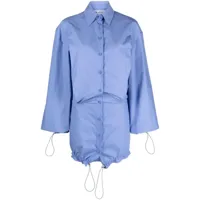 the attico robe-chemise en coton à lien de resserrage - bleu