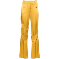 blumarine pantalon cargo ample à fini satiné - jaune