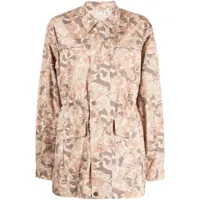 the upside veste en coton à imprimé camouflage - marron
