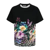just cavalli t-shirt à fleurs - noir