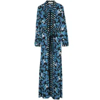 dvf diane von furstenberg robe longue joshua à fleurs - bleu